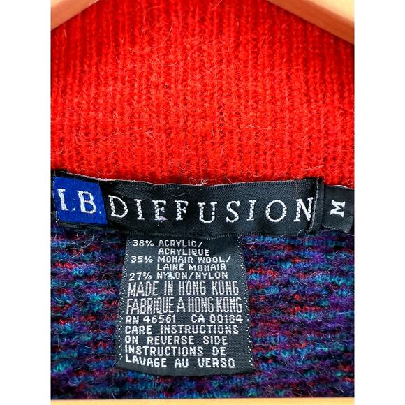 Vintage I.B. Diffusion Knit Cardigan Womens M Red Paisley Sweater Art Western - Picture 2 of 7